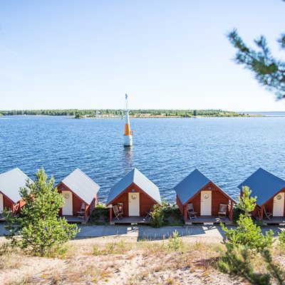 The cabins at Sandön